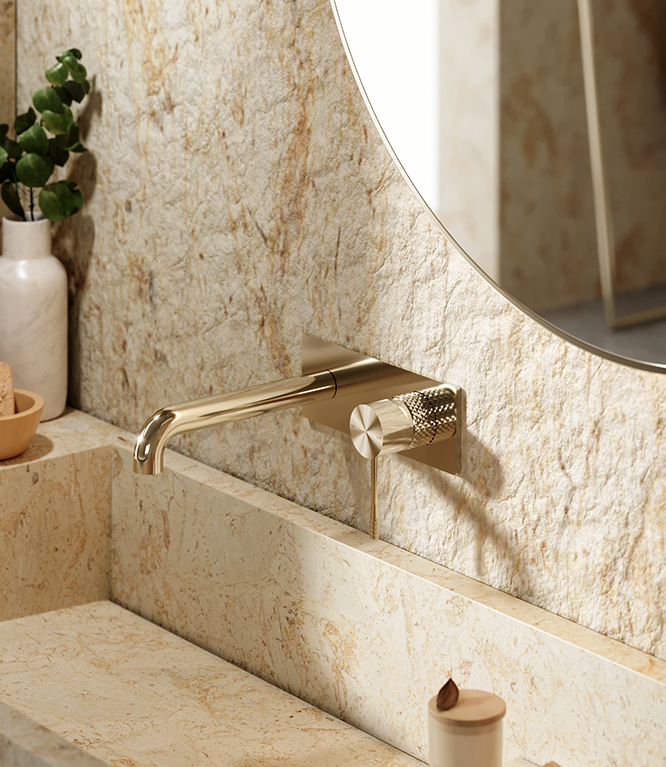OPAL WALL BASIN/BATH MIXER 120/160/185/230/260MM BRUSHED GOLD