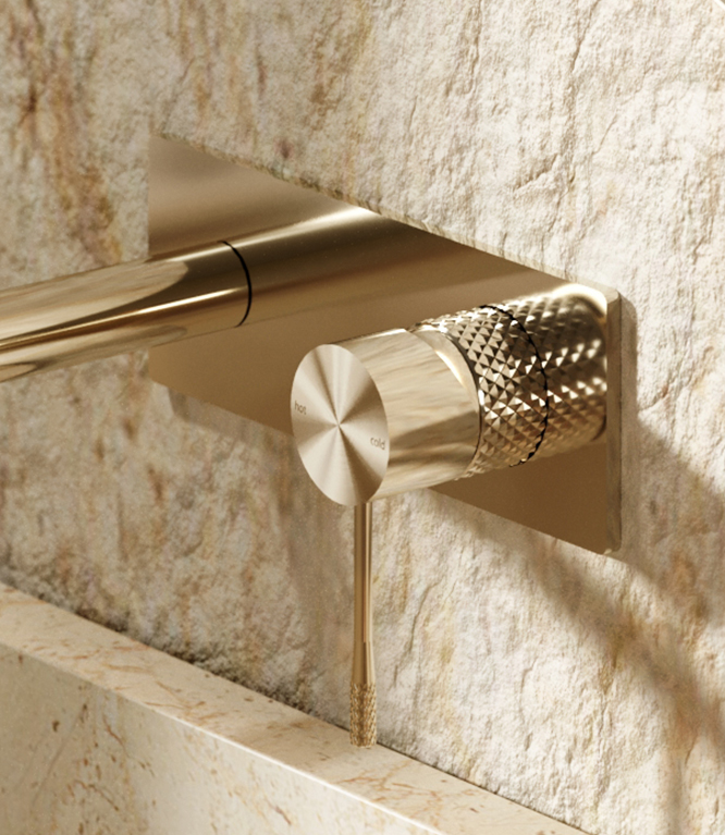 OPAL WALL BASIN/BATH MIXER 120/160/185/230/260MM BRUSHED GOLD